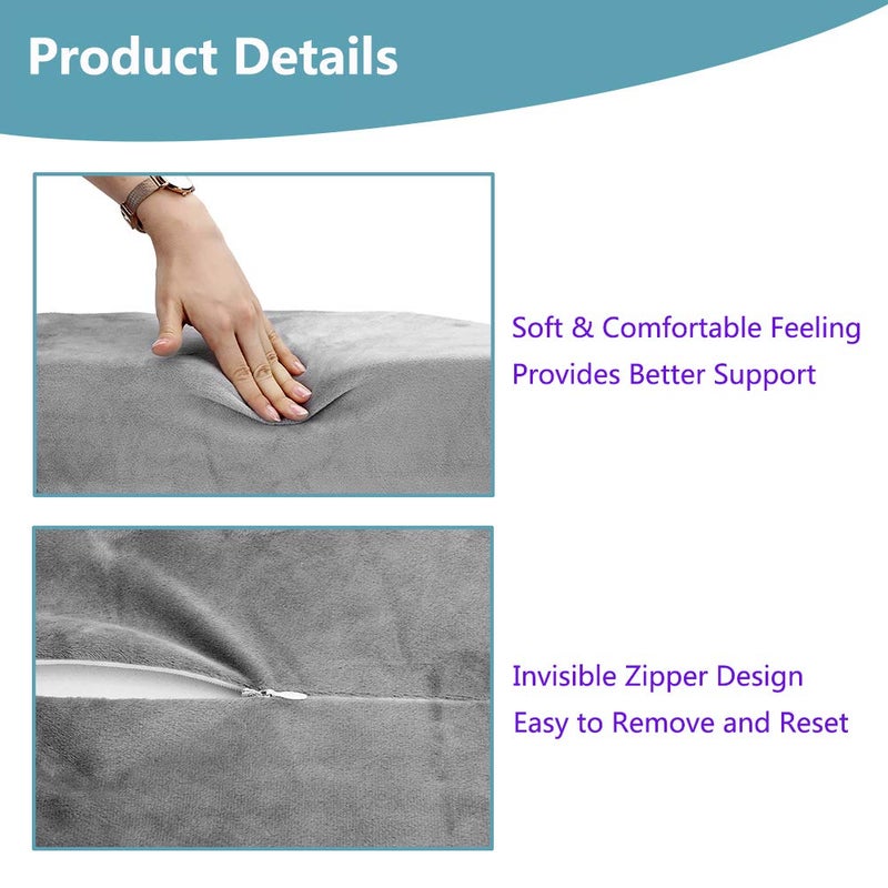 Zelen Elevation Pillow Bed Wedge for Legs Sleeping Foam Wedge Elevated Pillows Ortho Cushion Riser Knee Ankle Support Rest Legs Bolster Elevator Elevating Cushions Feet Protector (49cm Long) - Image 4